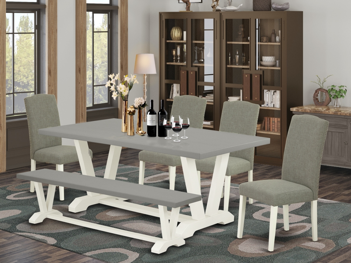 6 Piece V-Style Gorgeous Dinette Set - Linen White