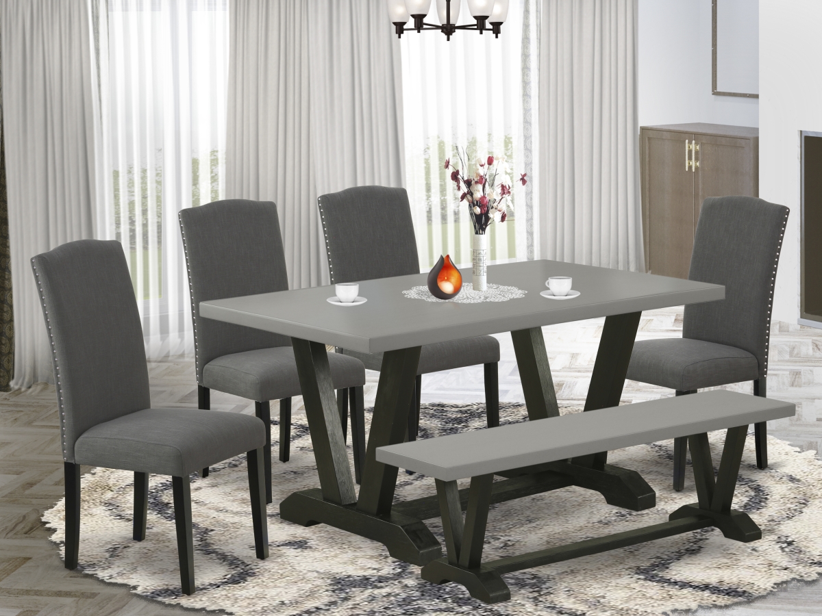 6 Piece V-Style Dinette Set - Dark Gotham Gray & Cement