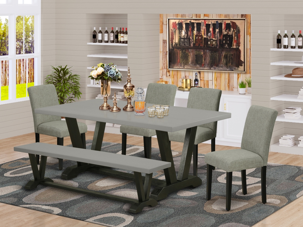V697AB106-6 6 Piece V-Style Dining Room Set - Shitake & Cement