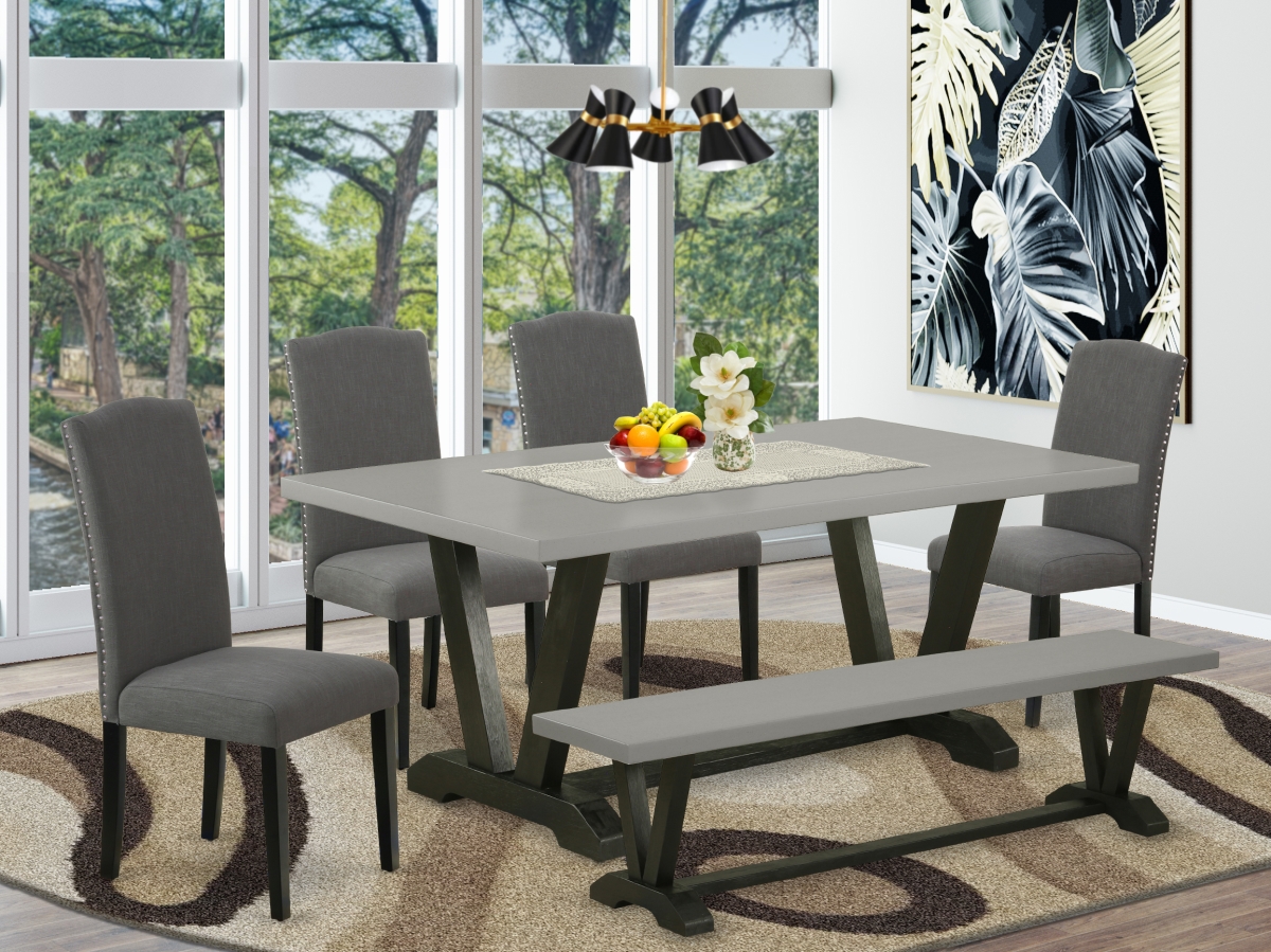 6 Piece V-Style Dining Room Set - Dark Gotham Gray