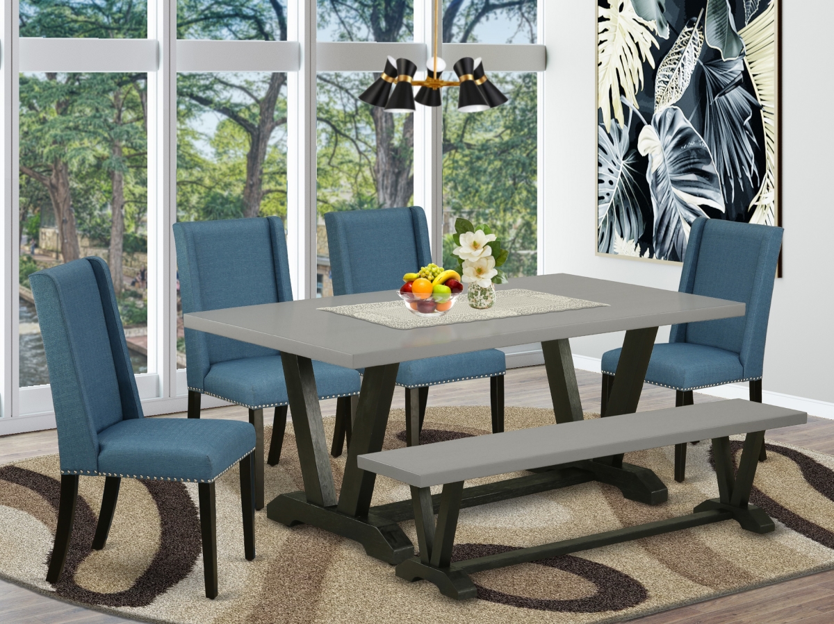 6 Piece V-Style Dining Room Set - Mineral Blue