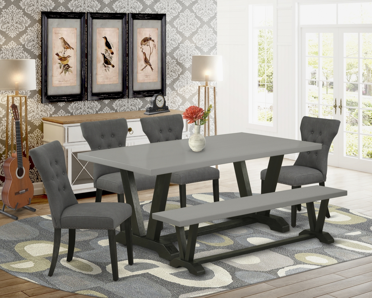V697GA650-6 6 Piece V-Style Dinette Set - Dark Gotham Gray