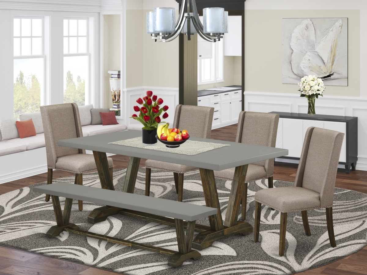 6 Piece V-Style Dinette Set - Dark Khaki