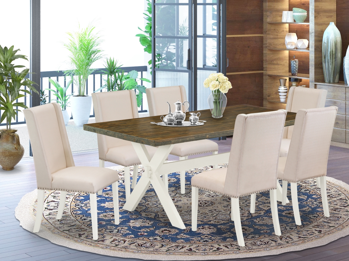 7 Piece X-Style Kitchen Table Set - Cream