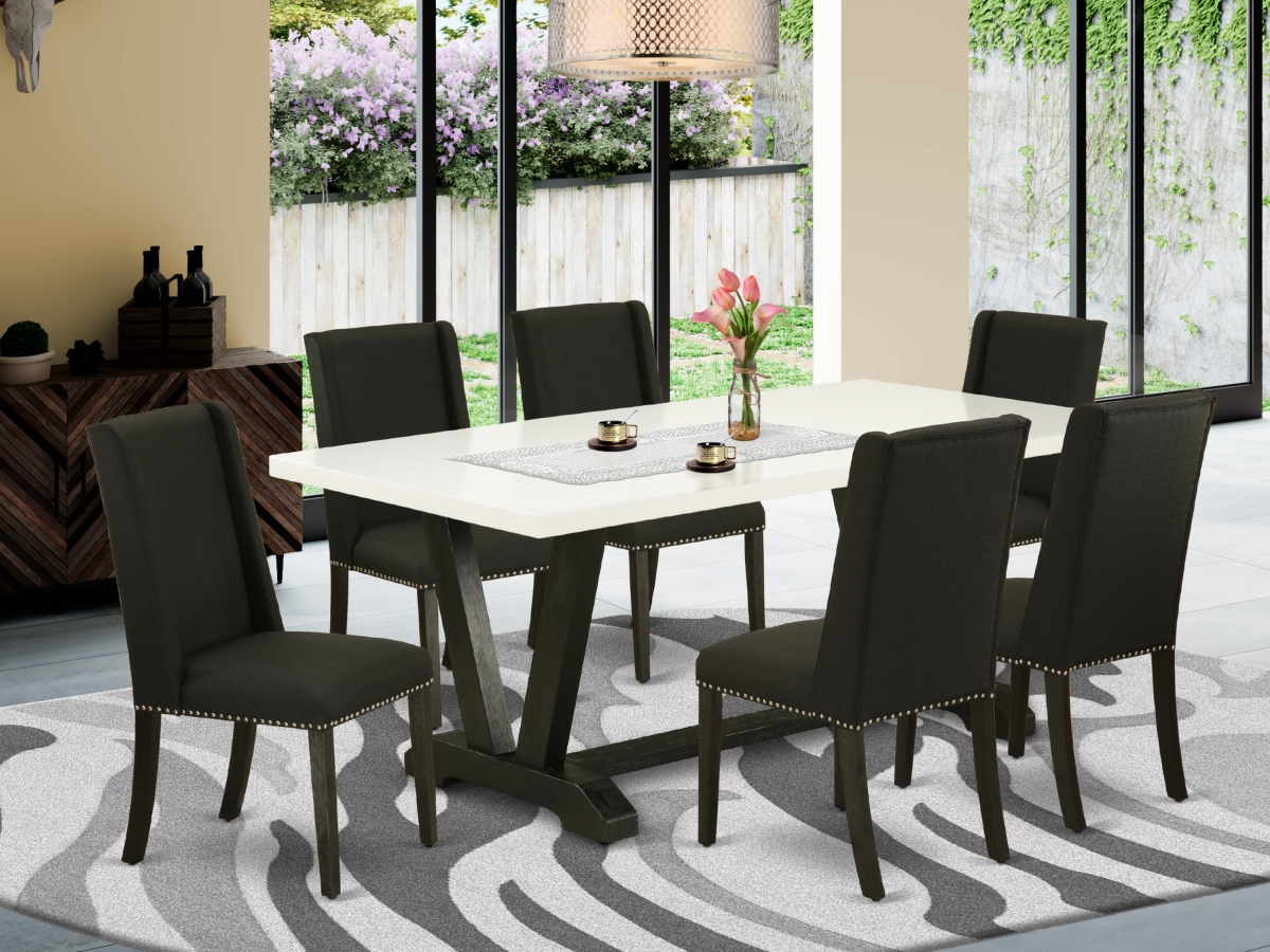 7 Piece V-Style Dinette Set - Black