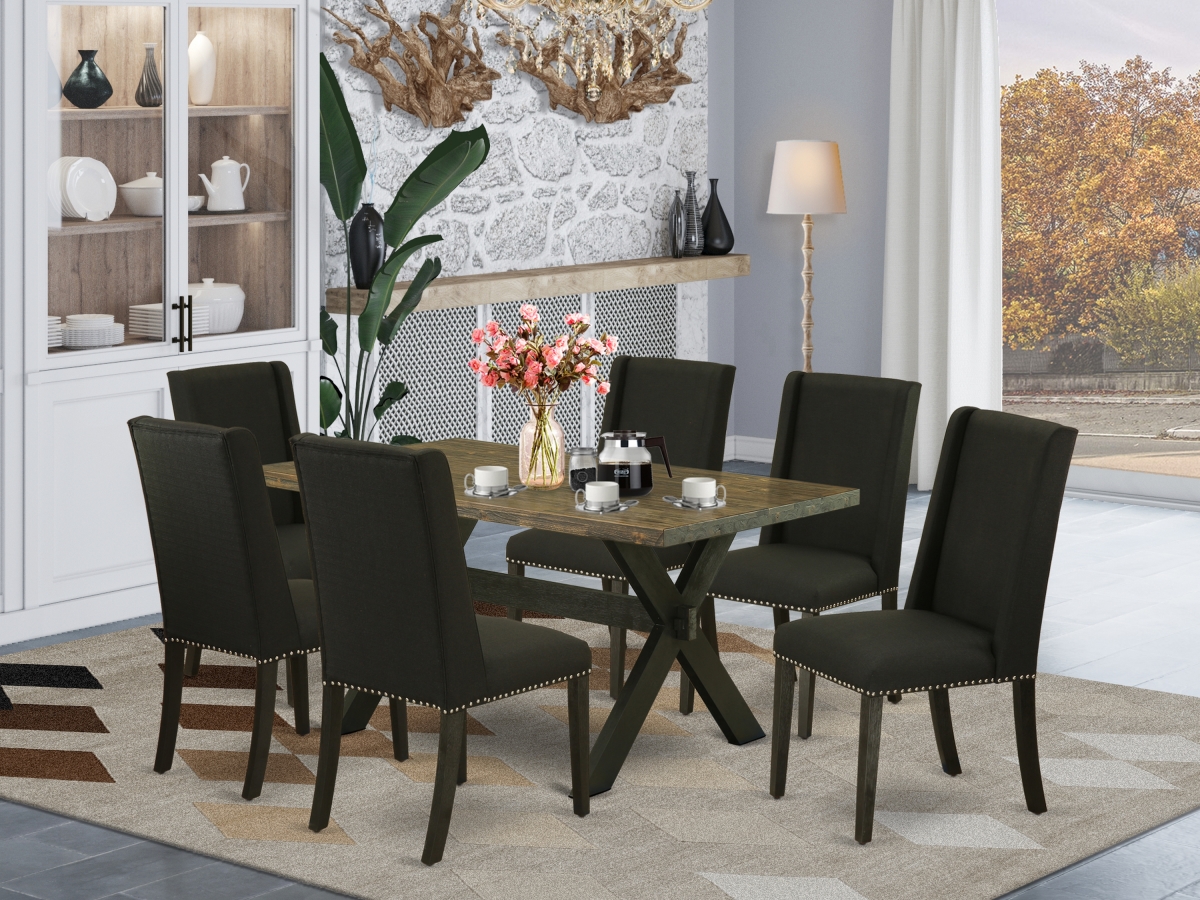 7 Piece X-Style Dinette Set - Black