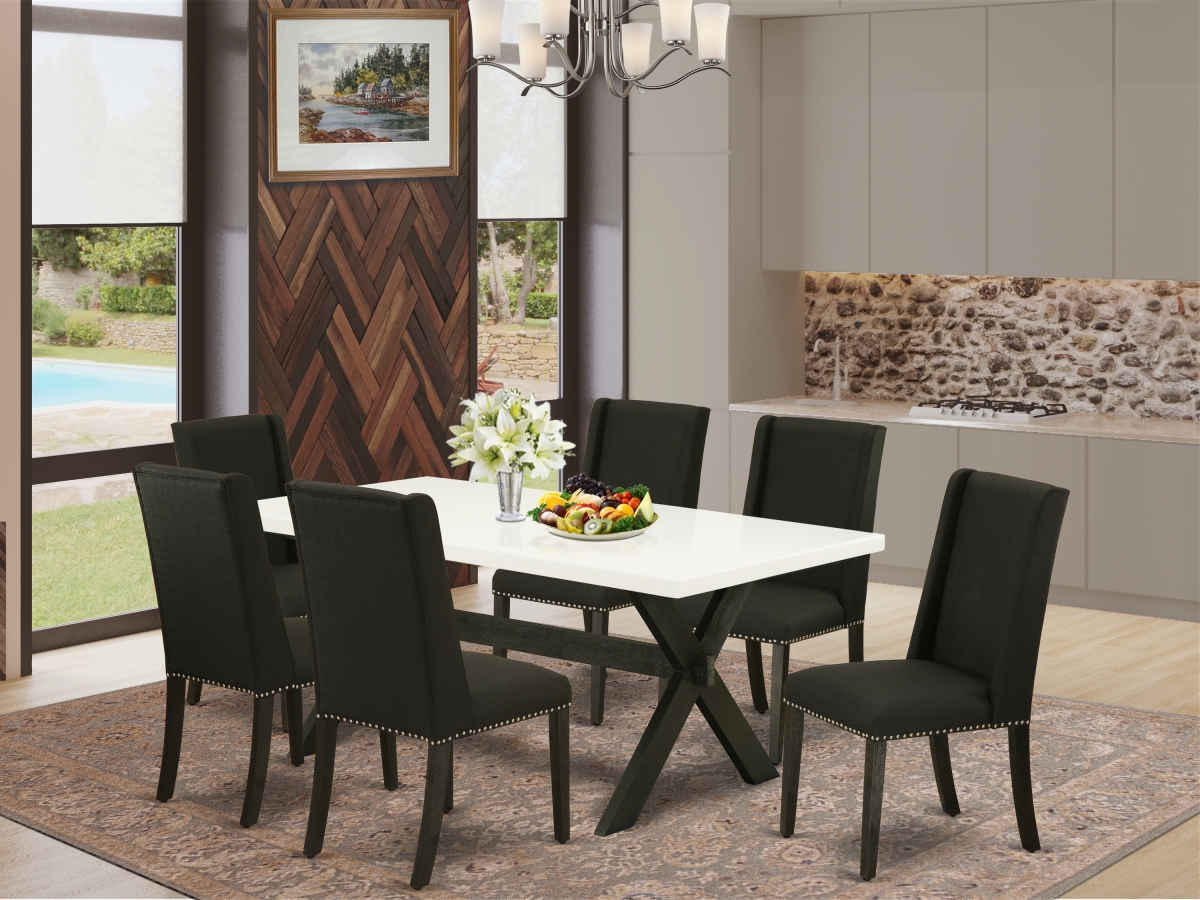 7 Piece X-Style Kitchen Table Set - Black