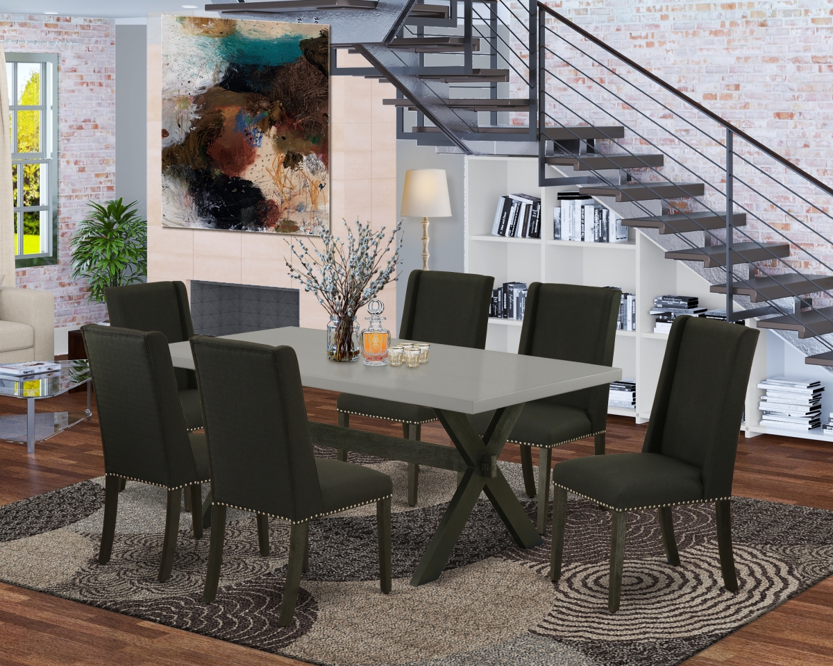 7 Piece X-Style Dining Room Set - Black
