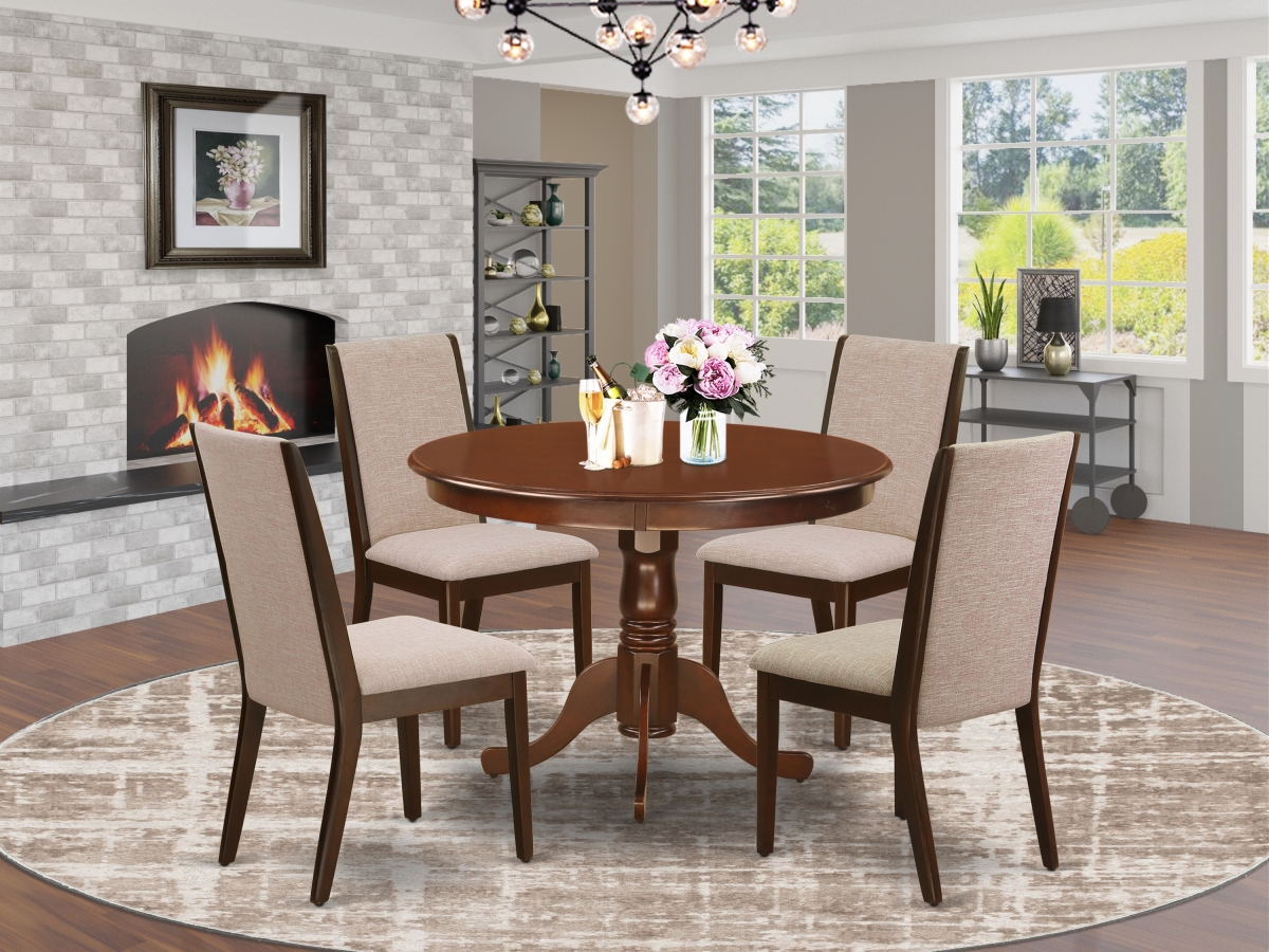 5 Piece Hartland Dining Room Table Set - Mahogany & Light Tan