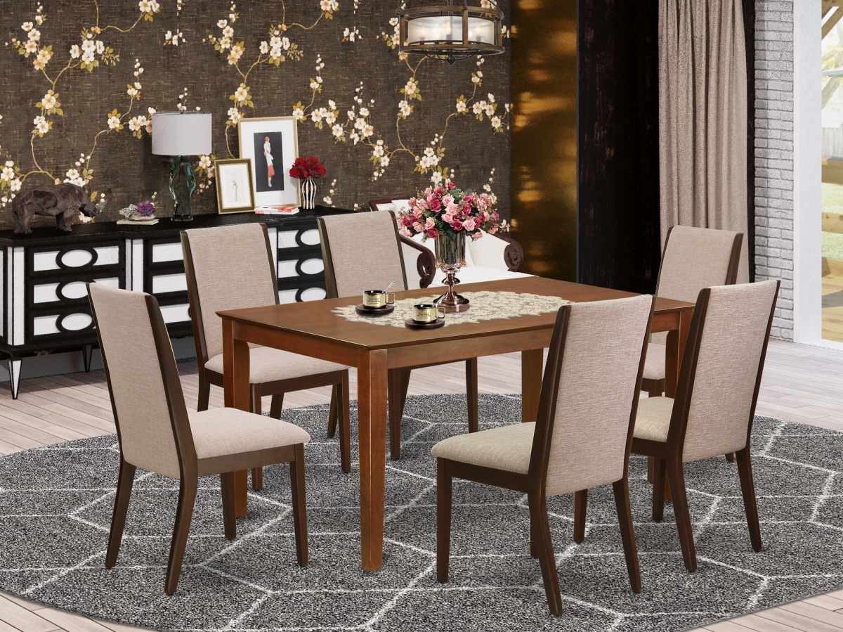 7 Piece Capri Kitchen Table Set - Mahogany & Light Tan