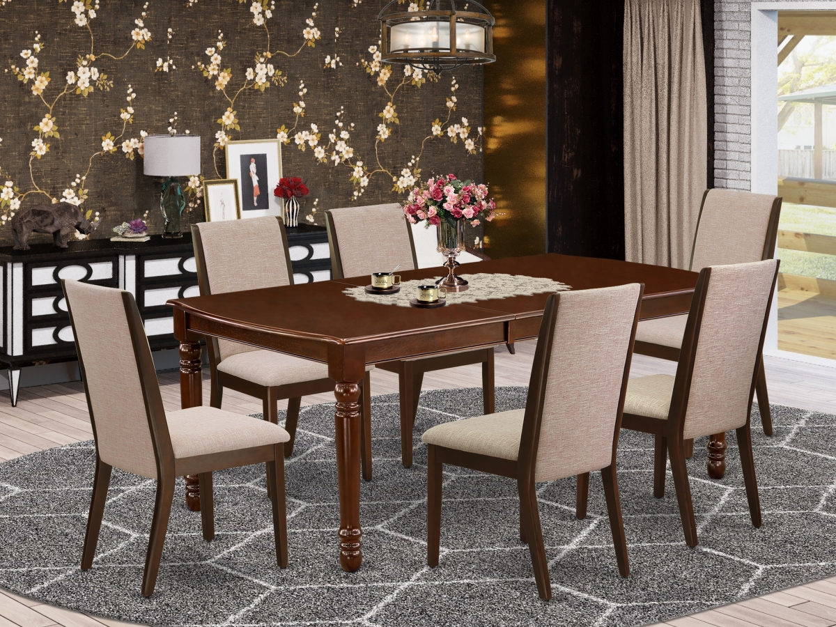 7 Piece Dover Kitchen Table Set - Mahogany & Light Tan