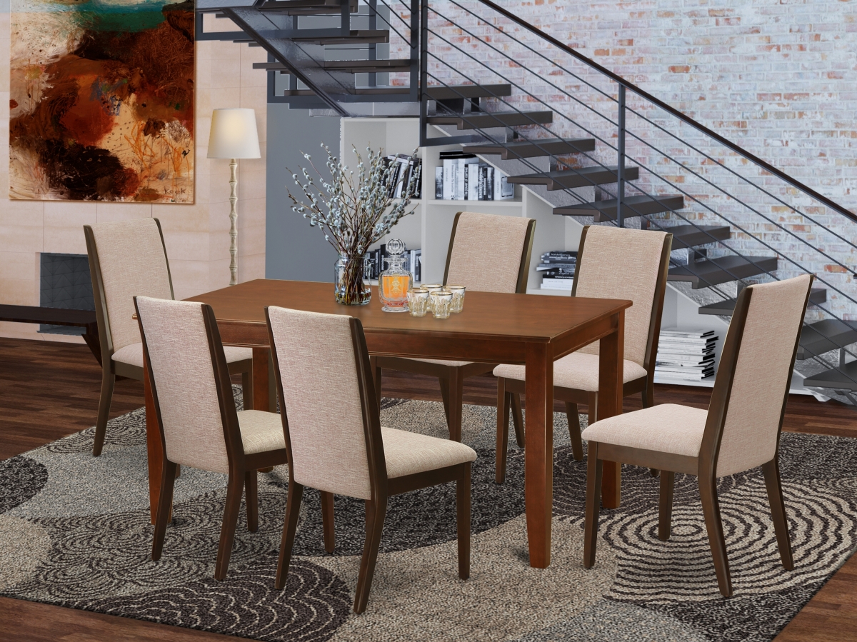 7 Piece Dudley Dining Room Table Set - Mahogany & Light Tan