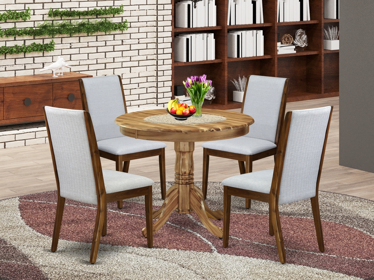 5 Piece Antique Modern Dining Table Set - Gray, Antique Walnut & Natural