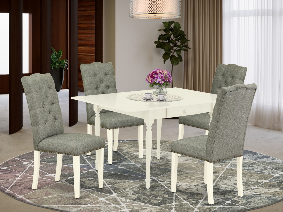 5 Piece Monza Kitchen Dining Table Set - Linen White & Smoke