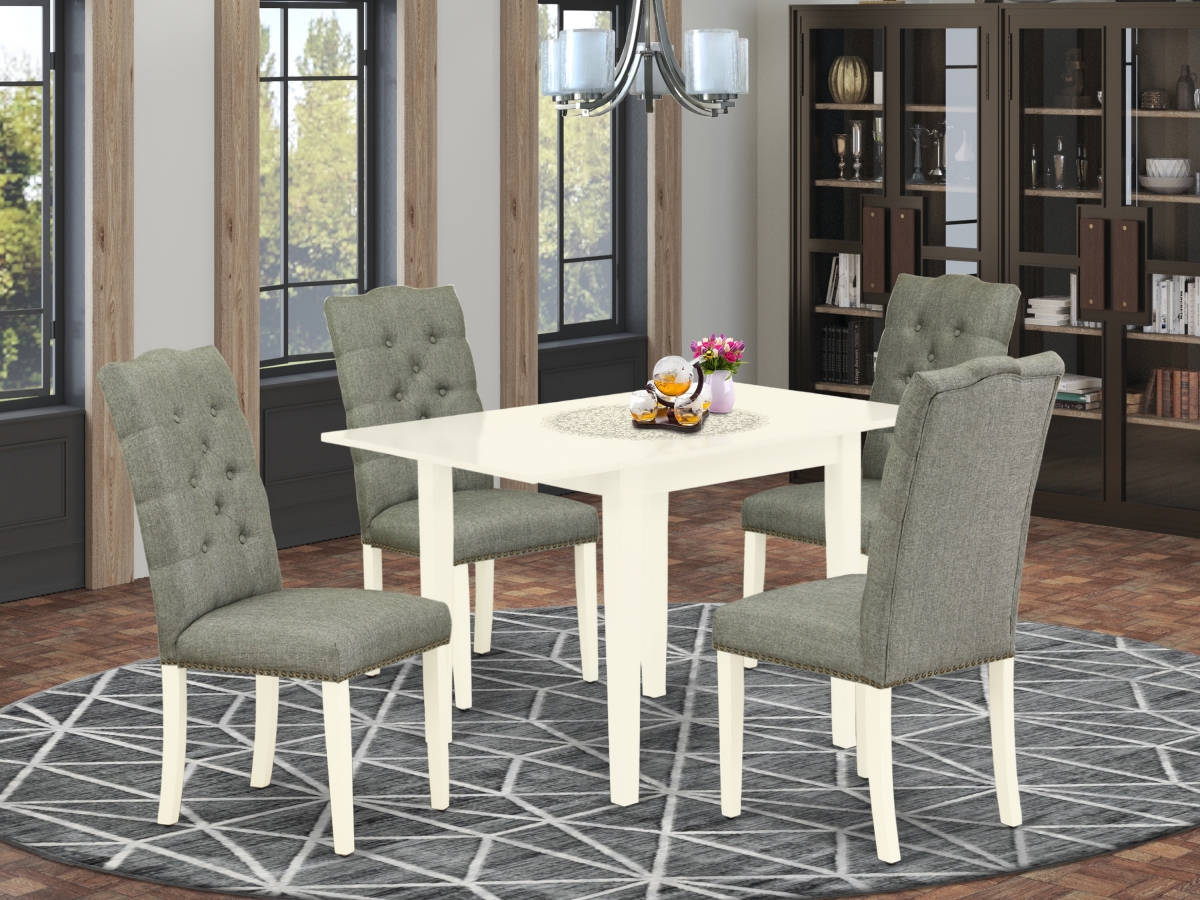 5 Piece Norden Dinette Set - Linen White & Smoke