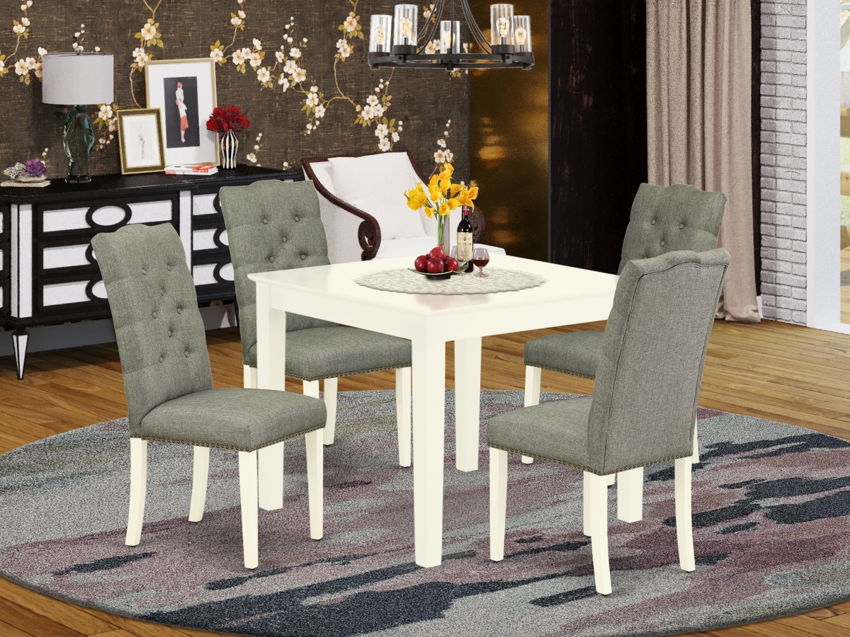 5 Piece Oxford Kitchen Furniture Set - Linen White & Smoke