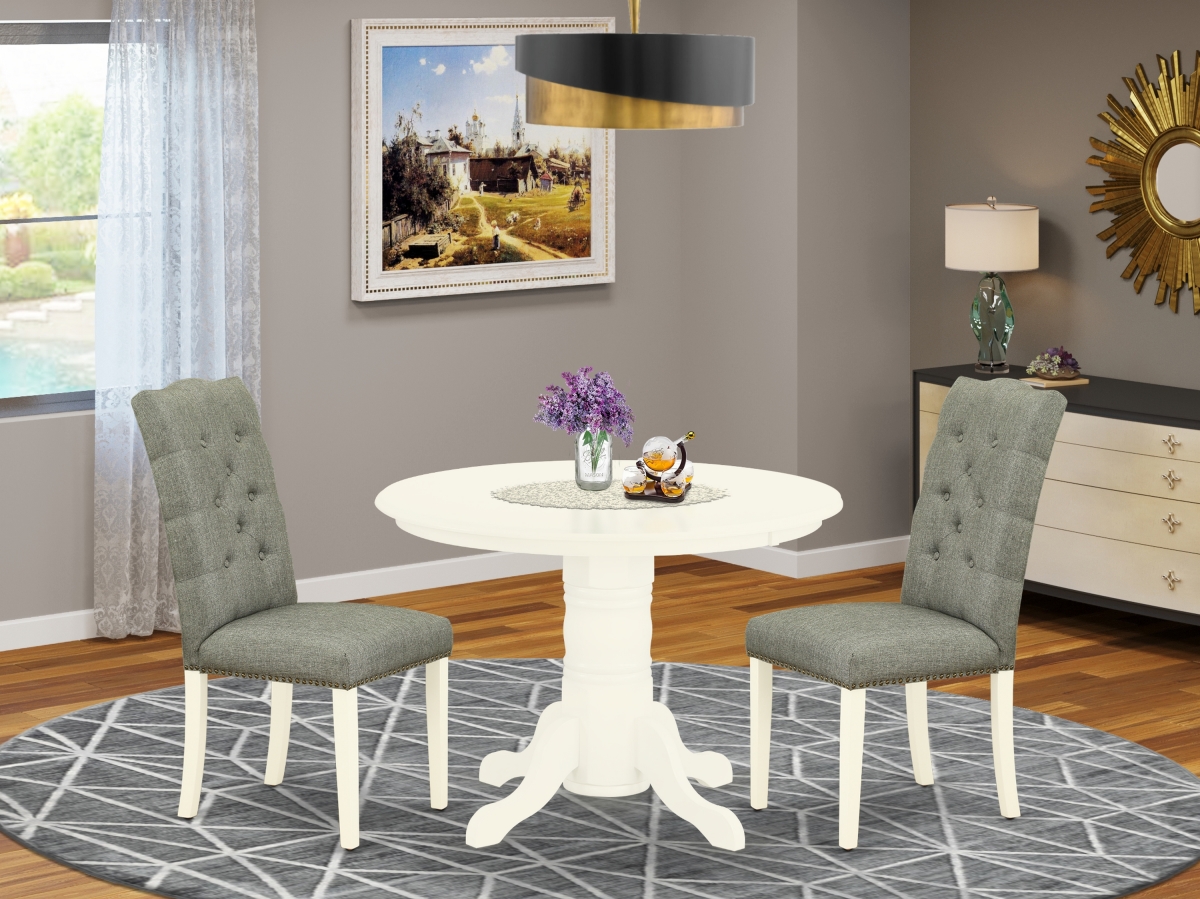 3 Piece Shelton Kitchen Dinette Set - Smoke & Linen White