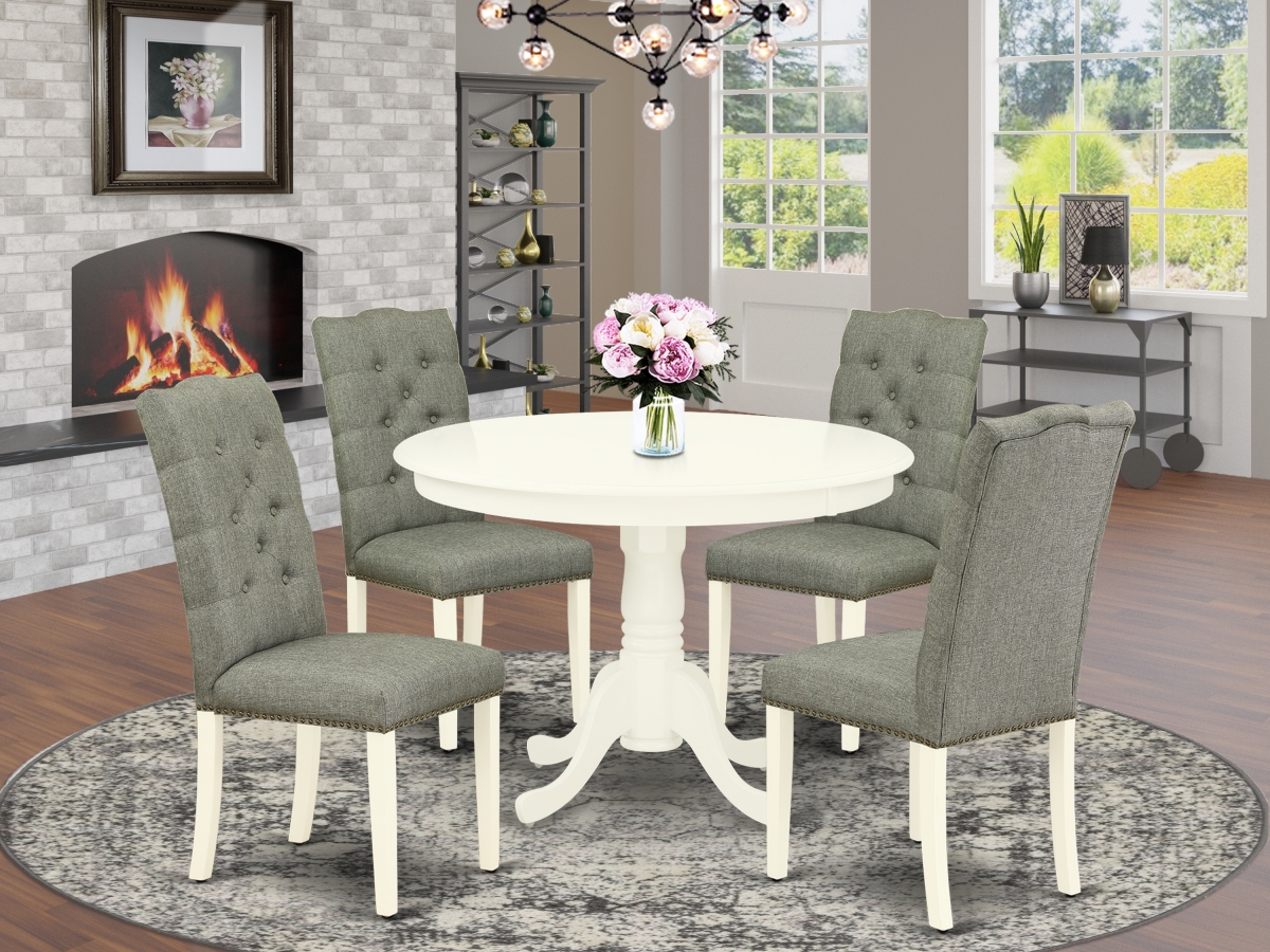 5 Piece Hartland Kitchen Furniture Set - Linen White & Smoke