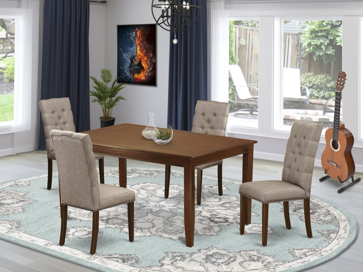 5 Piece Dudley Dining Room Set - Mahogany & Dark Khaki