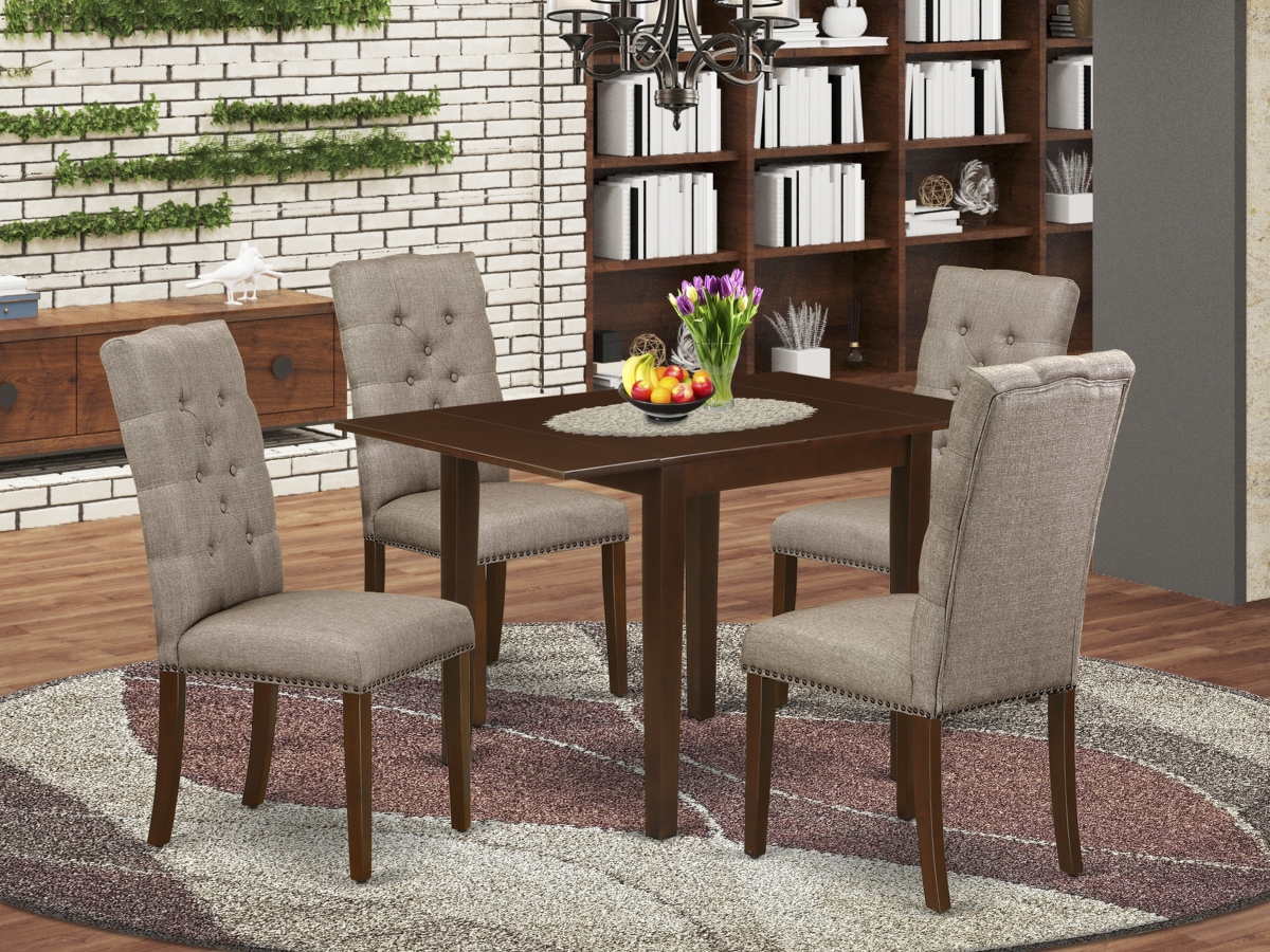 5 Piece Norden Kitchen Table Set - Mahogany & Dark Khaki