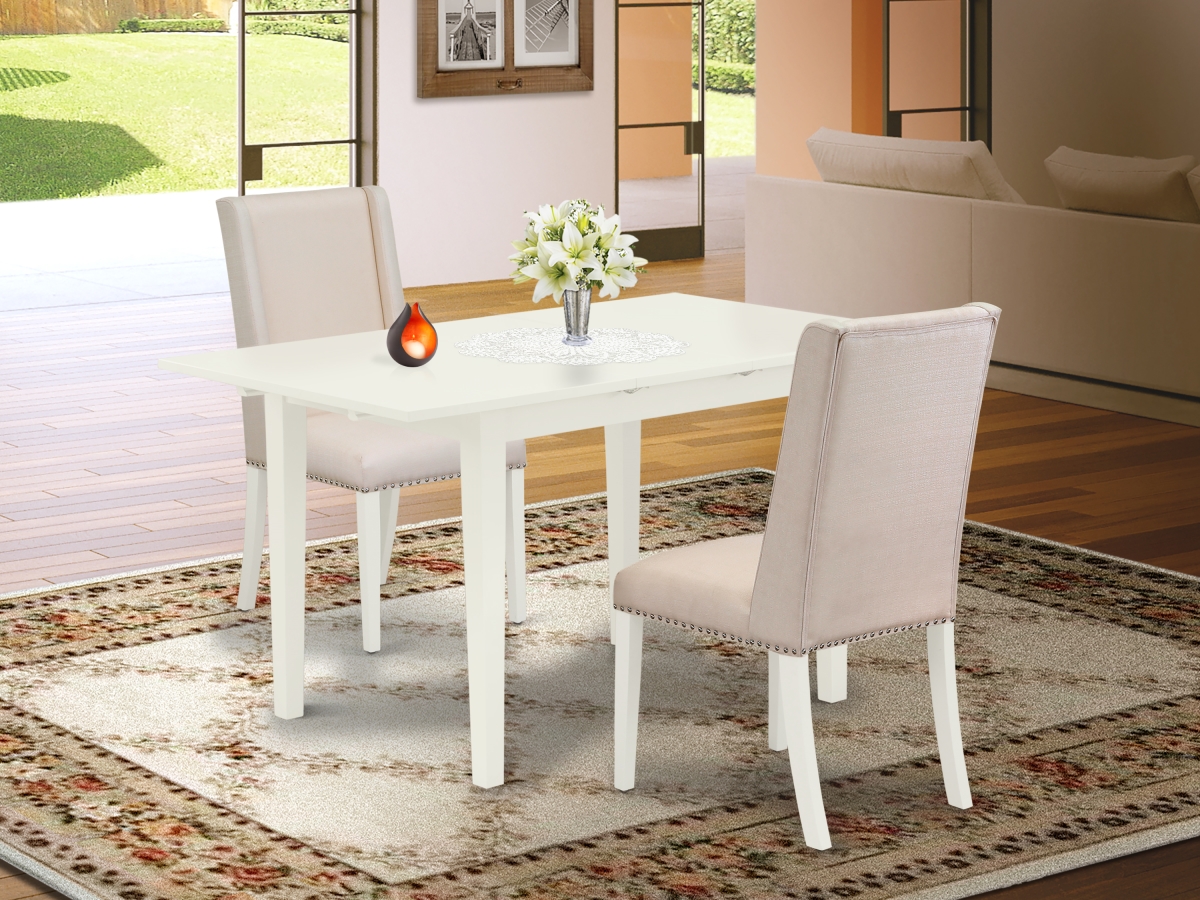 3 Piece Norfolk Dinette Set - Linen White