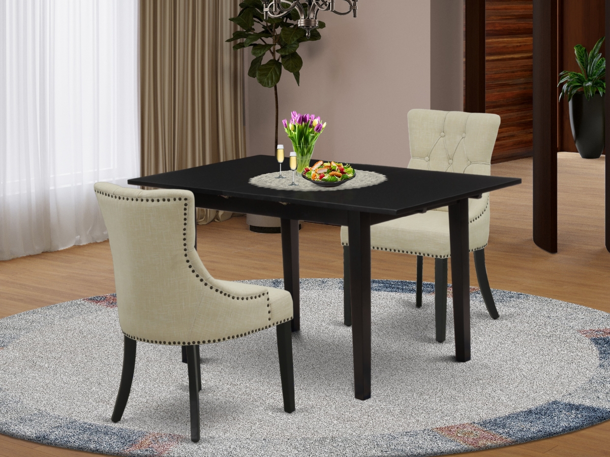 3 Piece Norfork Wood Dining Table Set - Black