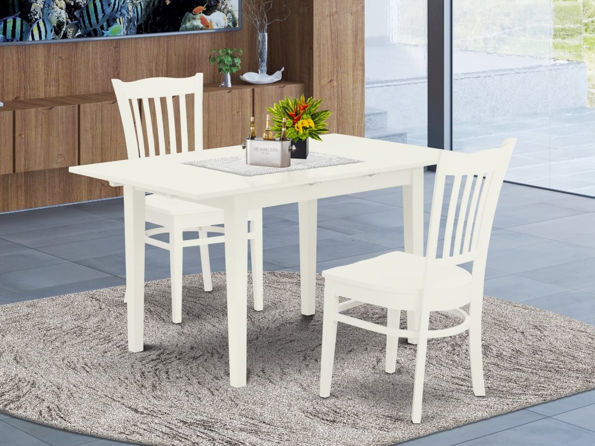 3 Piece Norfolk Modern Dinette Set - Linen White