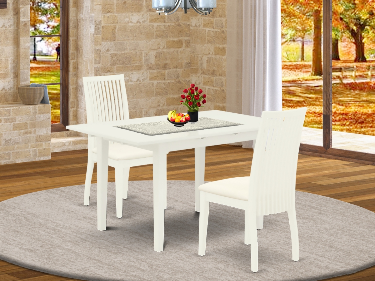 3 Piece Norfork Wooden Dining Table Set - Linen White