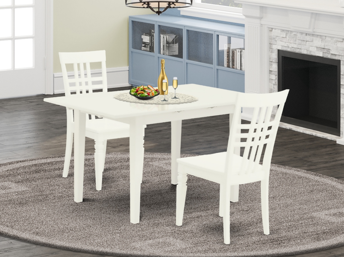 3 Piece Norfolk Kitchen Dining Table Set - Linen White