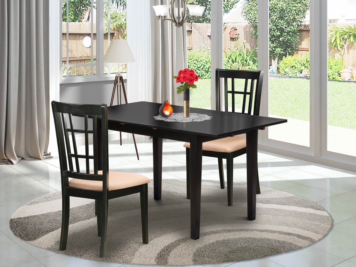 3 Piece Norfolk Modern Dinette Set - Black