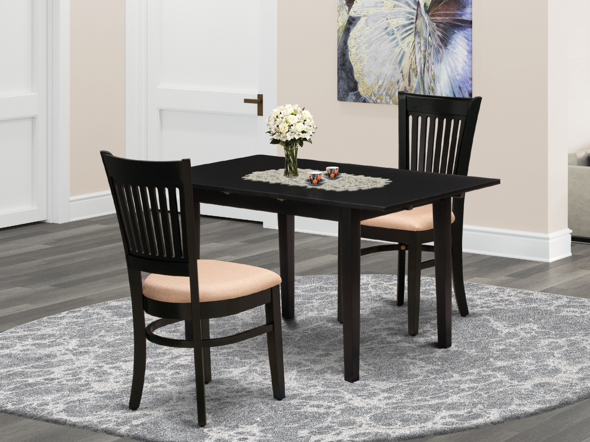 3 Piece Norfolk Mid Century Dining Table Set - Black