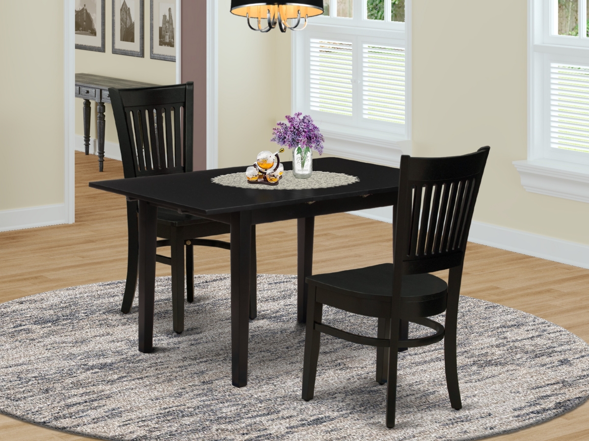 3 Piece Norfolk Modern Dining Table Set - Black