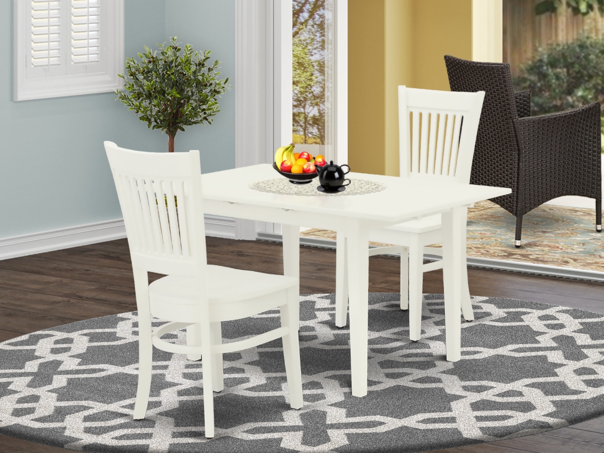 3 Piece Norfolk Wood Dining Table Set - Linen White