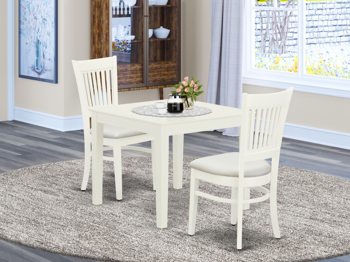 OXVA3-LWH-C 3 Piece Oxford Wood Dinette Set - Linen White