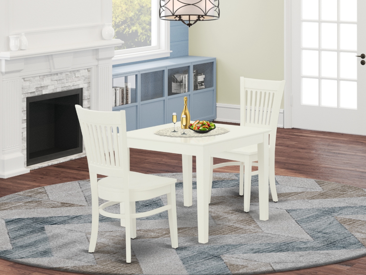 3 Piece Oxford Wood Dining Table Set - Linen White