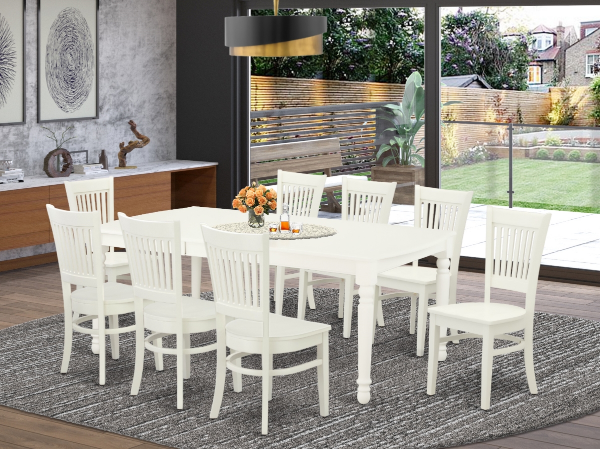 9 Piece Dover Wooden Dining Table Set - Linen White