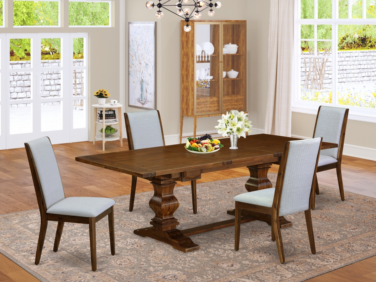 5 Piece Lassale Kitchen Table Set - Antique Walnut & Modern Gray