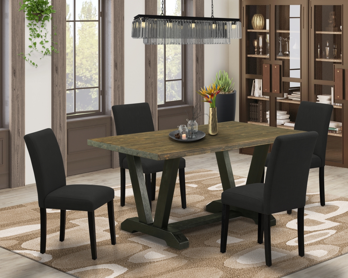 5 Piece V-Style Dining Table Set - Black