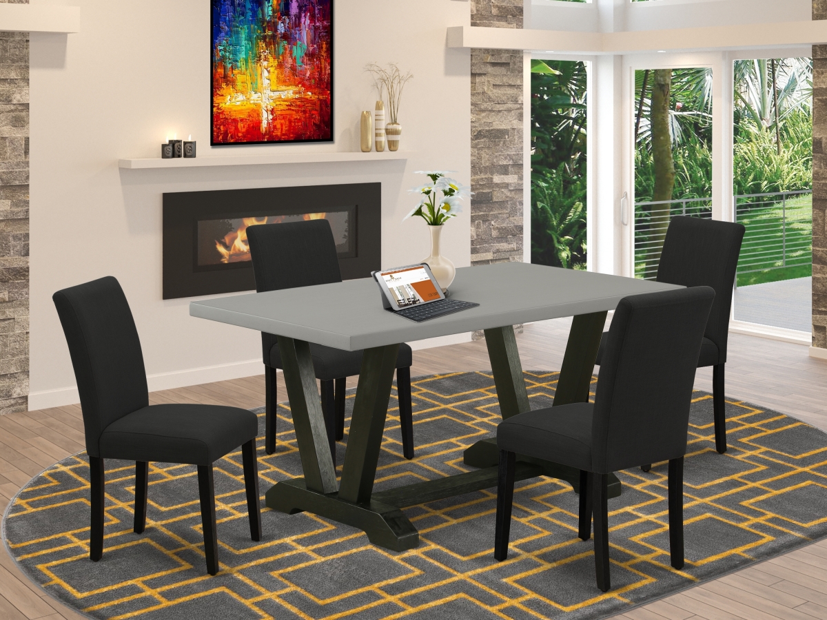 5 Piece V-Style Dining Room Table Set - Black