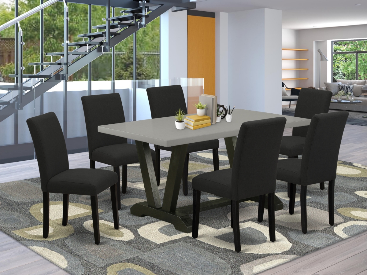 V696AB624-7 7 Piece V-Style Kitchen Table Set - Black