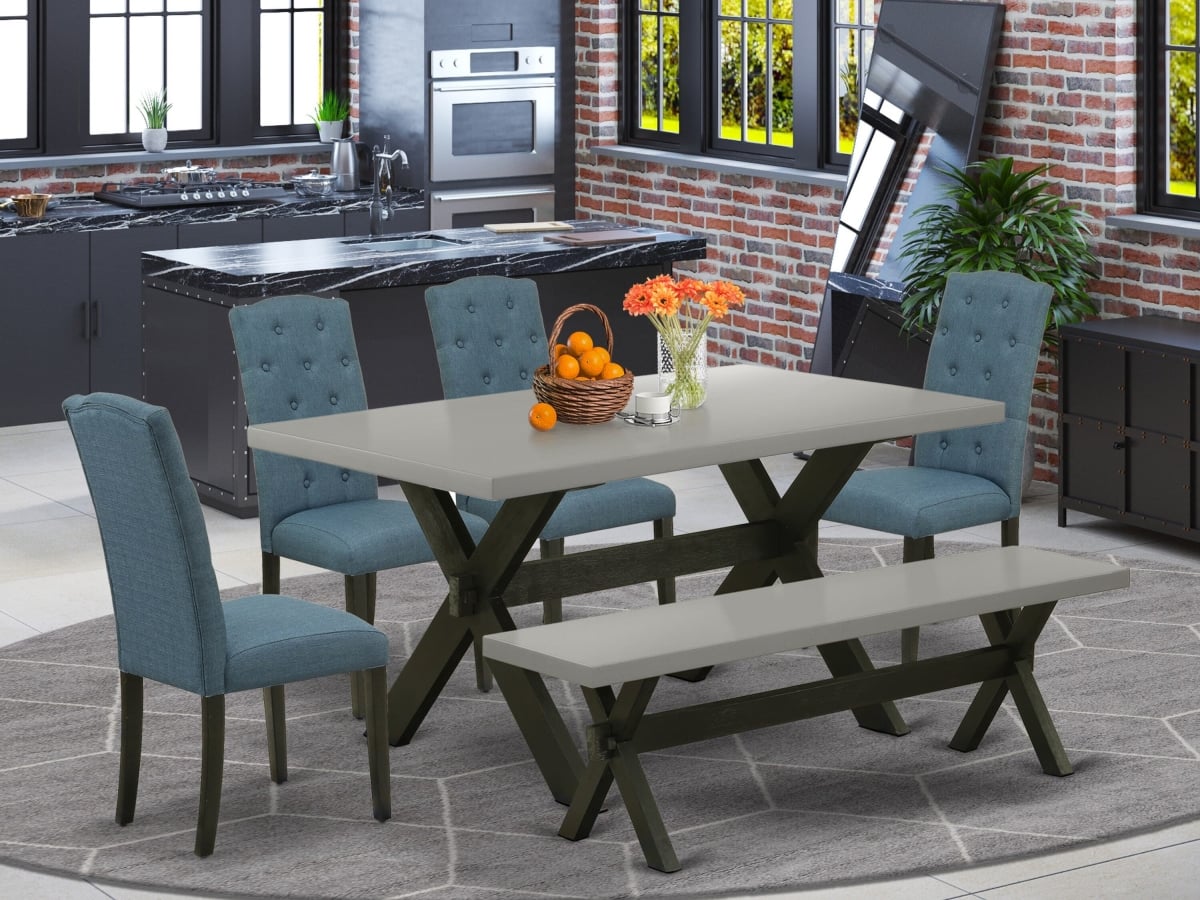 X696CE121-6 Table Set, Multi-Color - A Wooden Dining Table & A Dining Bench - 6 Piece