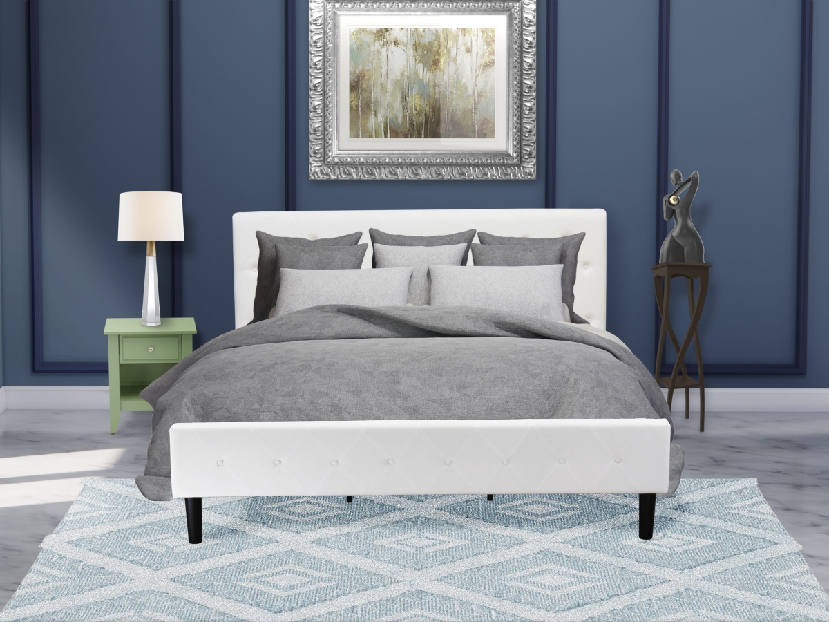 NL19K-1GA12 Bedroom Set, White Velvet - 1 Modern Bed Linen white Velvet Fabric Headboard & 1 Modern Nightstand - 2 Piece
