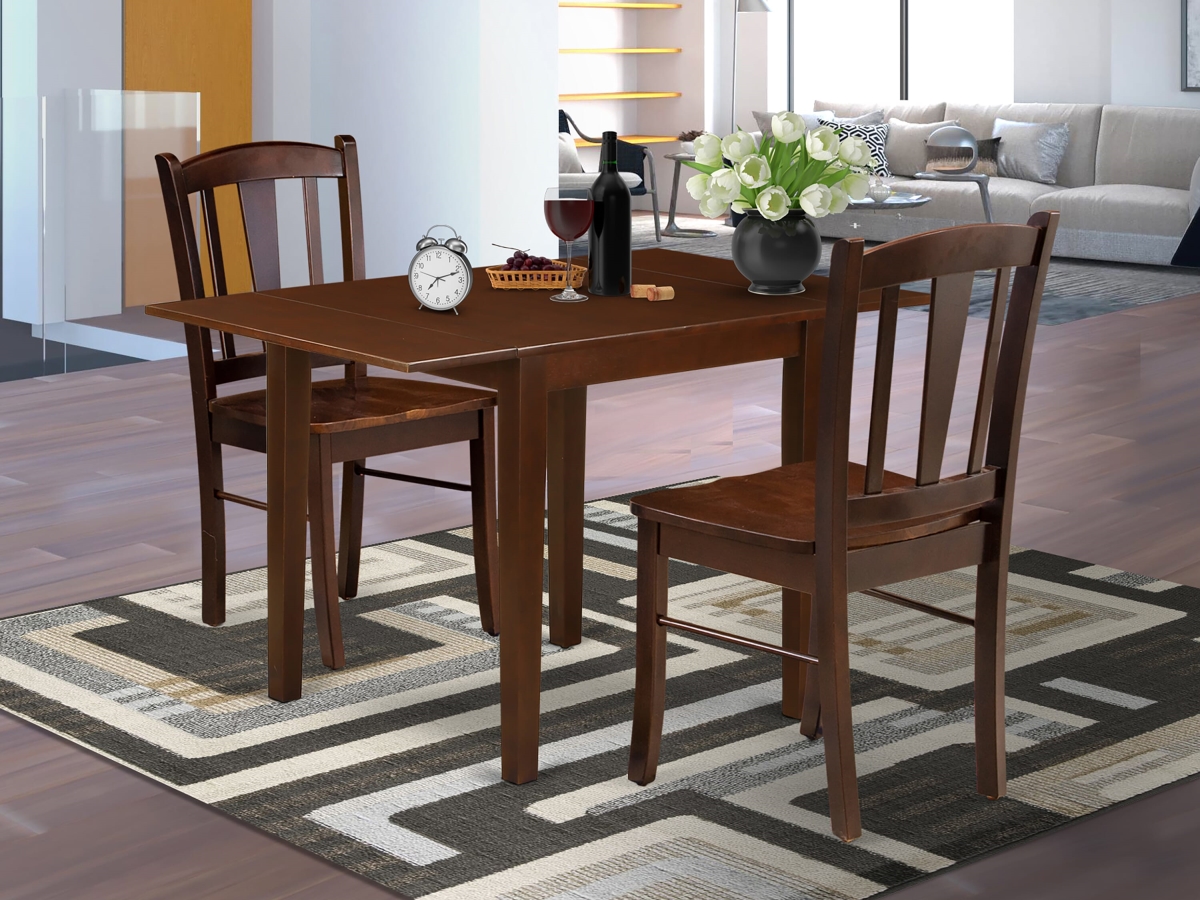 NDDL3-MAH-W Kitchen Table Set, Mahogany - 2 Dining Chair with Wooden Seat & Slatted Chair Back - 3 Piece
