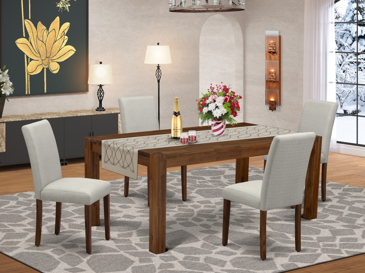 LMAB5-N8-05 Dining Room Table Set, Walnut - 4 Kitchen Chairs & Rectangular Dining Table - 5 Piece