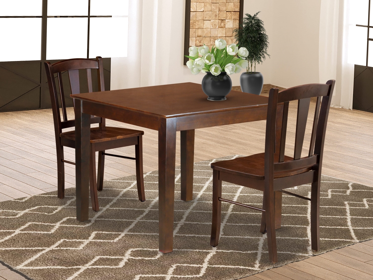 OXDL3-MAH-W Dining Room Table Set, Mahogany - 2 Wooden Chair & Kitchen Dining Table - 3 Piece