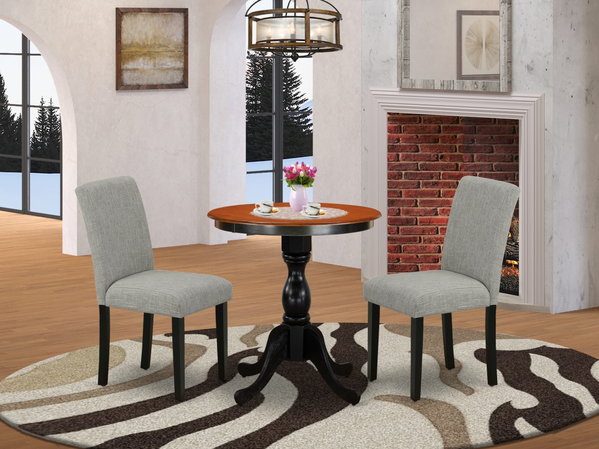 ESAB3-BCH-06 Dinette Set Include A Wooden Table & 2 Parson Chairs with High Back, Black & Cherry - 3 Piece