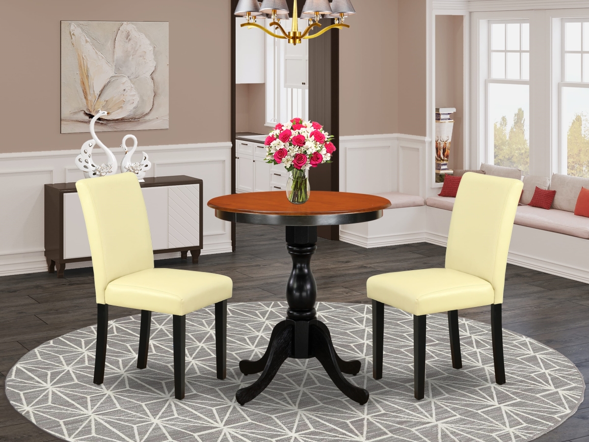 ESAB3-BCH-73 Dinner Table Set & 2 Dining Chairs with High Back, Black & Cherry - 3 Piece