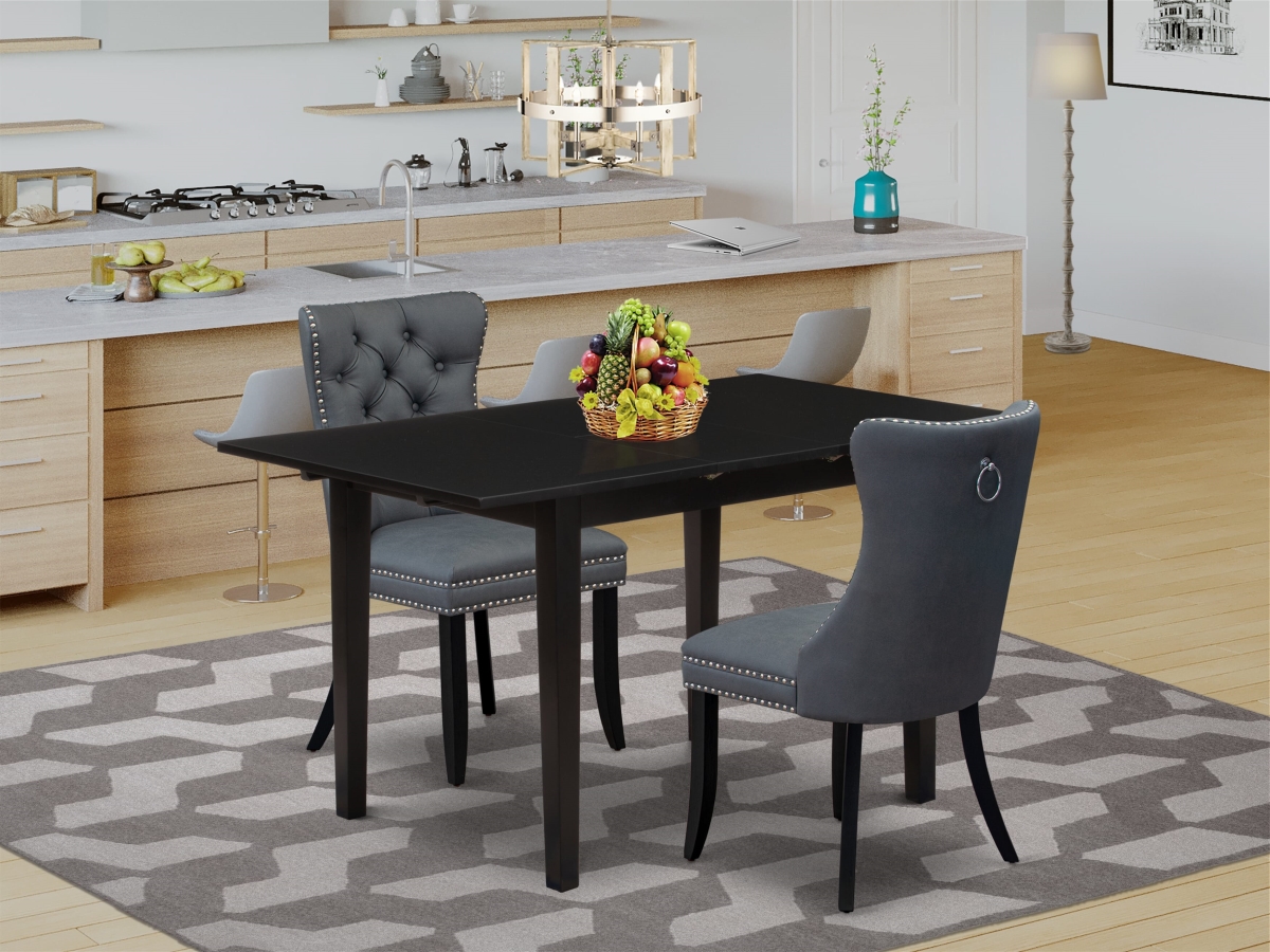 NFDA3-BLK-13 Kitchen Table Set Contains A Rectangle Dining Table with Removable Leaf & 2 Parson Chairs, Black - 3 Piece