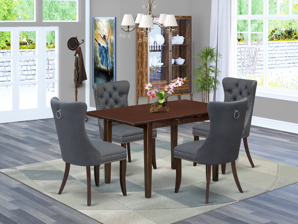 NFDA5-MAH-13 A Rectangle Dining Table with Removable Leaf & 4 Parson Chairs Kitchen Table Set, Mahogany - 5 Piece