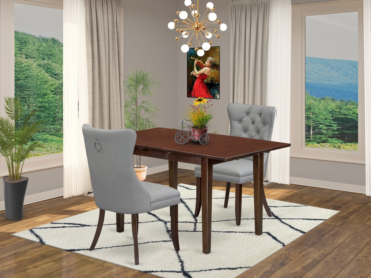 NFDA3-MAH-27 A Rectangle Dining Table with Removable Leaf & 2 Parson Chairs Kitchen Table Set, Mahogany - 3 Piece